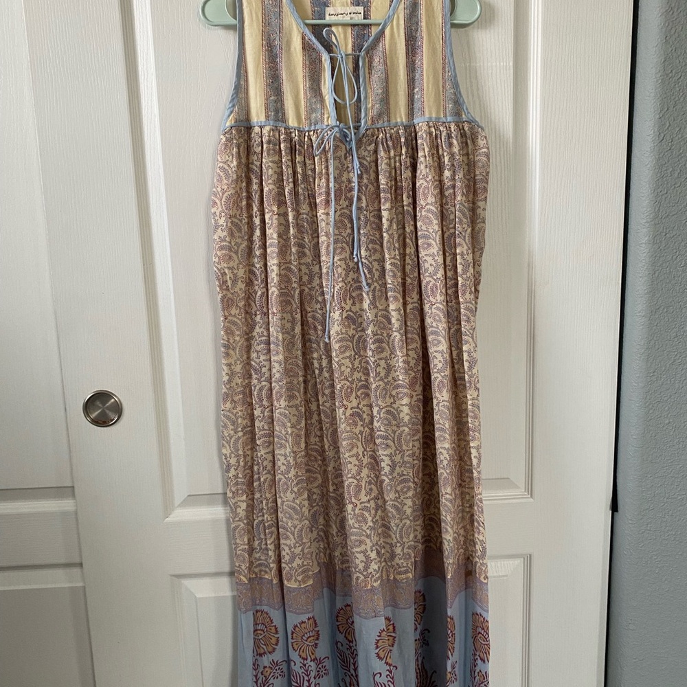 Daughters of India Beige and Blue Maxi Dress